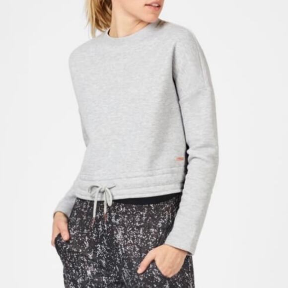 Sweaty Betty Gray Crop Crewneck Sweatshirt Women's Medium - Picture 7 of 8
